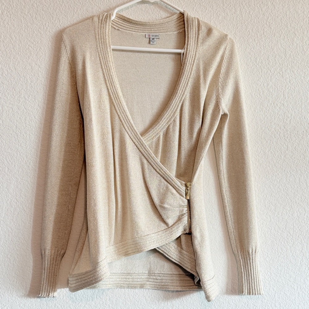 Elegant Guess Pale Gold Wrap Sweater